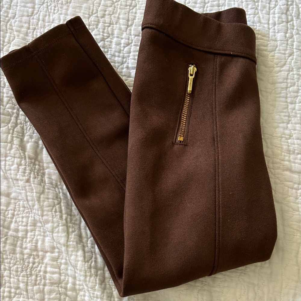 Janie and Jack Brown Leggings with Gold Zipper